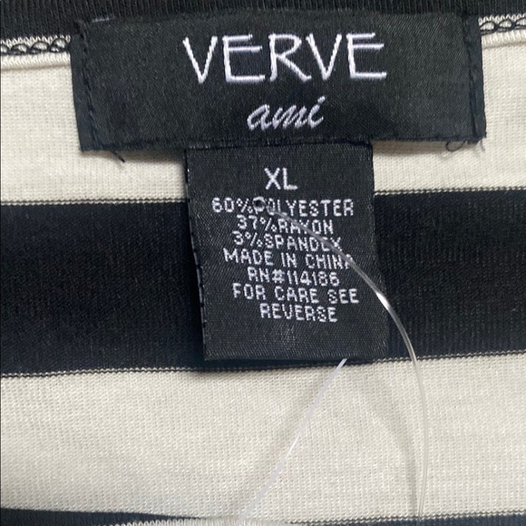 Verve Ami Black/Freesia Striped Women's Top Size XL NWT - Picture 6 of 9